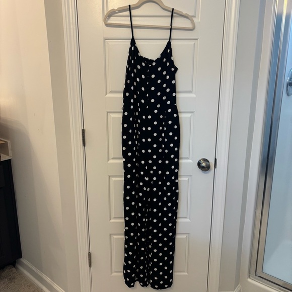 J. Crew Black And White Polka Dot Wide Leg Jumpsuit Size 8T Soft Flowy Comfy - Picture 5 of 9